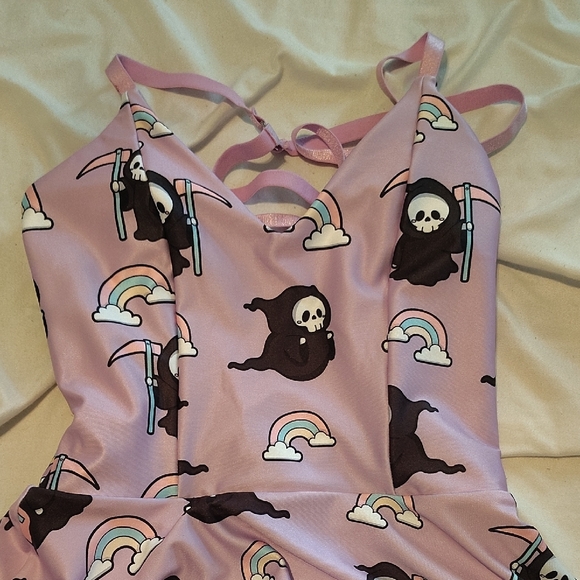 Purple Grim Reaper Print Dress - Picture 3 of 4